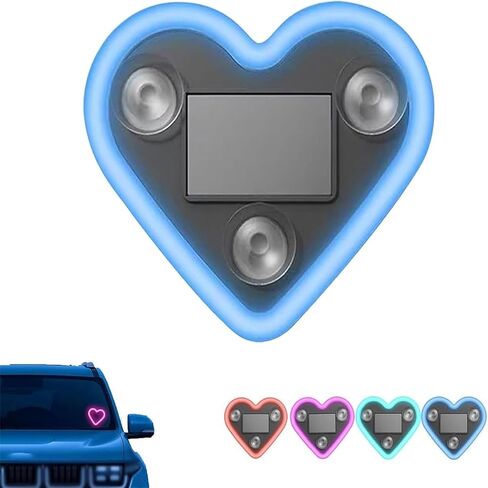 Solar-Powered Heart-Shaped LED Neon Light for Car & Outdoor Decor - IP65 Waterproof, Multiple Modes, Romantic Ambience for Couples. (Pink, 1pcs) in Saudi Arabia