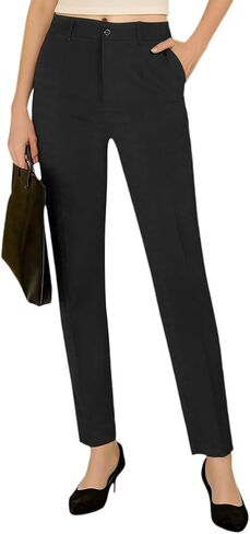 Womens Straight Leg Pants for Business Casual Work High Waist Pull On Office Trousers with Pockets in Saudi Arabia
