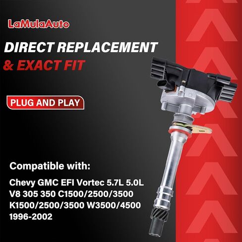 Ignition Distributor LaMulaAuto Compatible with Chevy GMC Vortec 5.7L 5.0L V8 305 350 1996-2002, Small Block C1500 C2500 C3500 K1500 K2500 K3500 W3500 W4500 EFI Distributor, Replaces 12570425 GM03 in Saudi Arabia