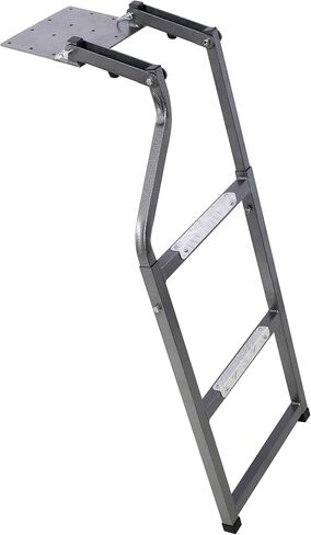 سلم الباب الخلفي العالمي مع خطوات الألومنيوم المضادة للانزلاق للشاحنات الصغيرة، سلم سرير الشاحنة القابل للطي عالي التحمل، أقدام مطاطية من الفولاذ المقاوم للصدأ، براغي سداسية ذاتية الحفر لسهولة التركيب باللون الأسود الفولاذي in Kuwait