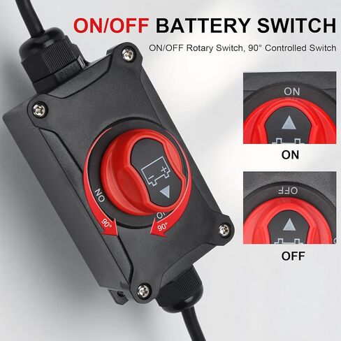Top Post Battery Disconnect Switch, 100A 12-32V On/Off, Waterproof Heavy-Duty Battery Disconnect Switch with 8AWG Wire for Cars, Vehicles, RVs, and Boats in Saudi Arabia