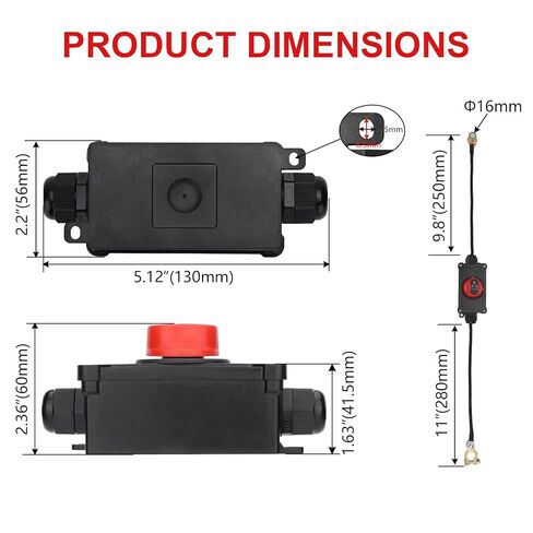 Top Post Battery Disconnect Switch, 100A 12-32V On/Off, Waterproof Heavy-Duty Battery Disconnect Switch with 8AWG Wire for Cars, Vehicles, RVs, and Boats in Saudi Arabia