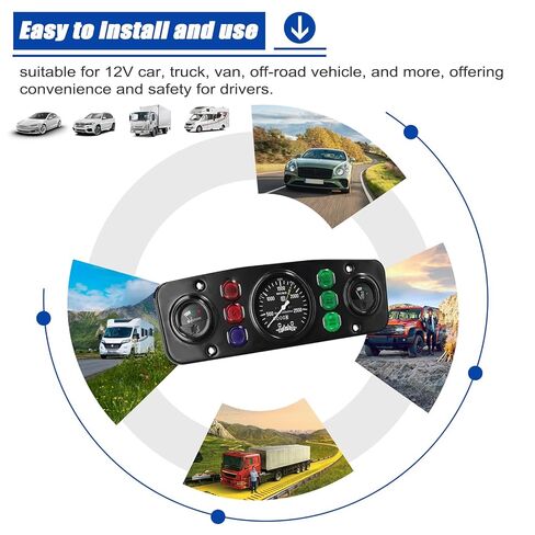 Multi Functional Car Instrument Gauge with Tachometer Fuel and Temperature Monitor - 12V Universal Automotive Assembly Featuring 6 Warning Lights for Real Time Vehicle Status in Saudi Arabia