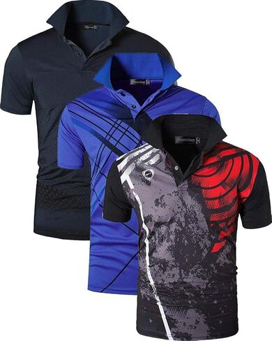3 Pack Men's Short Sleeve Fit Sport Polo Tee Shirts T-Shirts Tshirt Tops Poloshirt Golf Tennis Pickleball LSL195 in Saudi Arabia