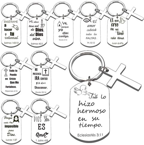 Spanish Christian Keychain Set: Encouraging Bible Verses - Religious Gift Set for Women and Men - Pack of 10 in Saudi Arabia