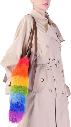 Fluffy Faux Fur Fox Tail Keychain Long Therian Tail Cosplay Costume Accessory for Party Renaissance Fair Bag Backpack Charm in Saudi Arabia
