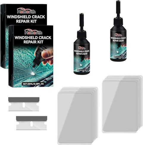 Windshield Repair Kit - Professional Glass Chip & Crack 2 Bottles Repair Liquid for All Types, Fast Fix for Windshield, Windows, Mirrors & Glasses, Easy DIY Application Kit in Saudi Arabia