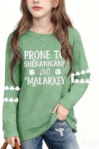 Kids St Patrick's Day Shirt Girls Boys Lucky Irish Shamrock Shirts Saint Patricks Day Long Sleeve Tops in Kuwait