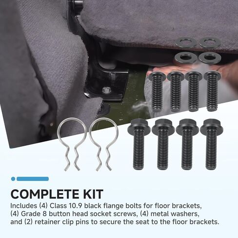 مجموعة مسامير التثبيت ودبابيس التثبيت لدعامة المقعد الخلفي، متوافقة مع Jeep Wrangler TJ 1997-2002، تحل محل أجهزة 6506459AA / 6504571، الفئة 10.9 والصف 8 in Kuwait