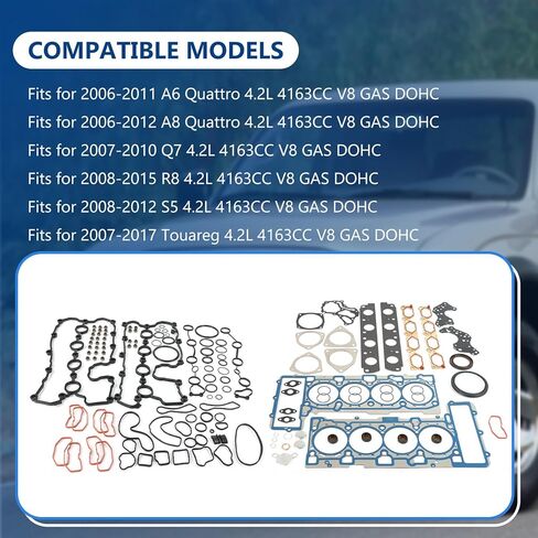 079103383AQ Engine Overhaul Rebuild Gaskets Seals Kit Fits for Audi S5 A6 A8 Q7 R8, Fits for VW Touareg 4.2 V8 DOHC BVJ BAR, Replace OE 079103383AQ in Saudi Arabia