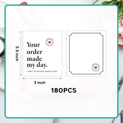 180pcs Thank You Cards for Small Business 3x3.5in Your Order Made My Day Card Customer Appreciation Card Essential Packaging Supplies Must Have for Online Handmade Good Retail Store Package Insert in Saudi Arabia
