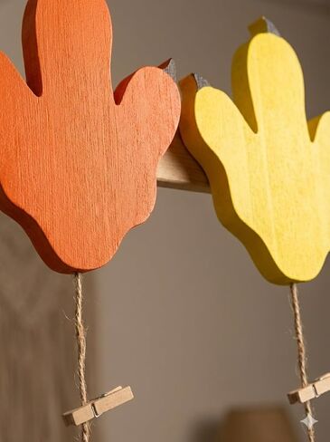 Wooden Dinosaur Footprint Photo Clip Holders, 4-Pack Hanging Picture/Art Display for Kids Room, Nursery, Playroom Wall Decor Gifts for Boy in Saudi Arabia