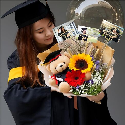 Rtteri 12 Pcs 2026 Grad Cap Graduation Picture Holder 12'' Gold Photo Holders Stick Floral Place Card Holder Metal Wire Floral Picks Picture Bouquet Kit for Flower Arrangement Class of 2026 Grad Party in Saudi Arabia