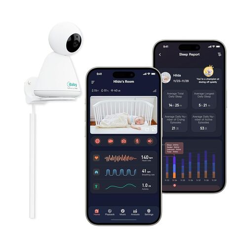 جهاز مراقبة الأطفال iBaby i6 باللون الوردي مع كاميرا وصوت مع وظيفة تحليل النوم والتنفس، رؤية ليلية، تكبير/تصغير إمالة عن بعد بالكامل، التحدث في اتجاهين، تطبيق هاتف ذكي مجاني، يعمل مع iOS وAndroid in Kuwait
