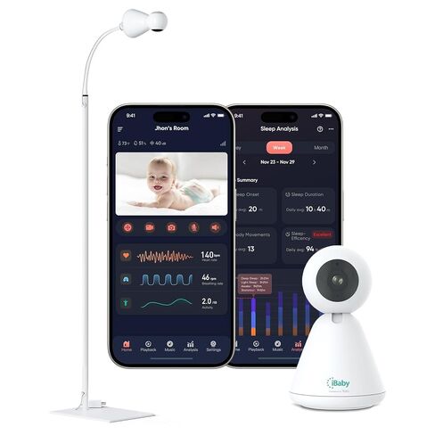 iBaby i6 Pink Baby Monitor with Camera and Audio with Sleeping and Breathing Analysis Function, NightVision, Fully Remote Pan Tilt Zoom, 2-Way Talk, Free Smart Phone App, Works with iOS, Android in Saudi Arabia
