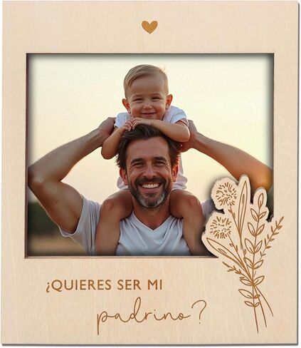 Joli Coon Marco de madera para preguntar a la madrina y al Padrino - Quieres ser mi madrina - Quieres ser mi Padrino - Marco de madera magnético para foto juntos - 4.5 × 3.9 بوصة in Saudi Arabia