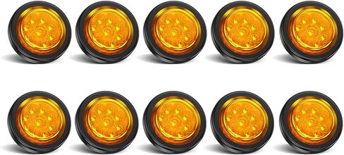 10 قطع مصابيح LED حمراء للمقطورة الجانبية مقاس 2 بوصة، 9 مصابيح LED مستديرة لتخليص المقطورة مع حلقة معدنية وضفيرة سلكية لمقطورة الشاحنة RV، حامل مسطح، محكمة الغلق مقاومة للماء، 12 فولت in Kuwait