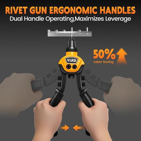 Heavy Duty Rivet Gun,Professional Pop Rivet Gun Kit with 250 Blind Rivets 10" Hand Riveter with 5 Free Interchangeable Rivet Heads 1/4 ",3/16", 1/8",3/32"Manual Riveting Tool for Metal,Gutter,Auto in Saudi Arabia