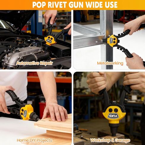 Heavy Duty Rivet Gun,Professional Pop Rivet Gun Kit with 250 Blind Rivets 10" Hand Riveter with 5 Free Interchangeable Rivet Heads 1/4 ",3/16", 1/8",3/32"Manual Riveting Tool for Metal,Gutter,Auto in Saudi Arabia