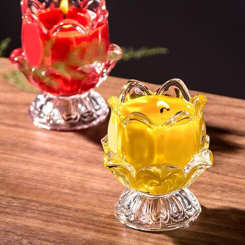 KOOBOOK 2Pcs Multifunctional Decorative Crystal Toothpick Holders Creative Lotus Butter Lamp Candle Holder Glass Toothpick Dispenser for Home Temple Décor in Saudi Arabia