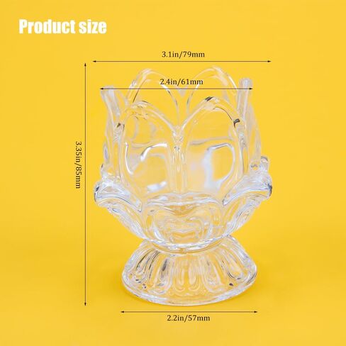 KOOBOOK 2Pcs Multifunctional Decorative Crystal Toothpick Holders Creative Lotus Butter Lamp Candle Holder Glass Toothpick Dispenser for Home Temple Décor in Saudi Arabia