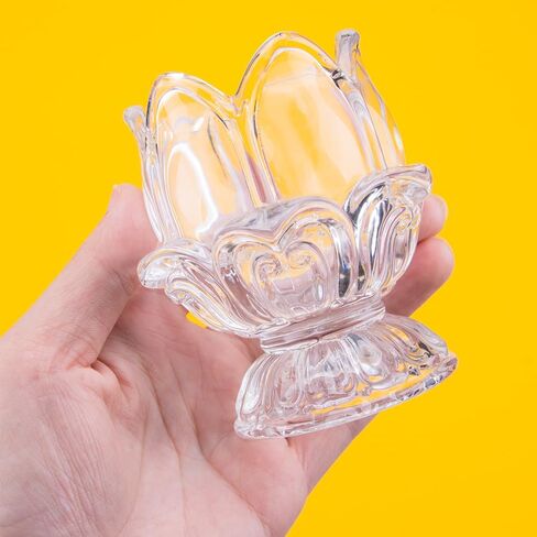 KOOBOOK 2Pcs Multifunctional Decorative Crystal Toothpick Holders Creative Lotus Butter Lamp Candle Holder Glass Toothpick Dispenser for Home Temple Décor in Saudi Arabia