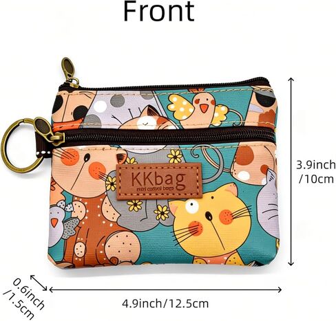 2 Pack Coin Purse Pouch Small Wallets Woman Men Cute Change Purse Kawaii Coin Bag with Keyring Mini Zipper Pouch for Coins Cards Keys, Cat Green & Cat Green in Saudi Arabia