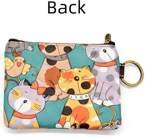 2 Pack Coin Purse Pouch Small Wallets Woman Men Cute Change Purse Kawaii Coin Bag with Keyring Mini Zipper Pouch for Coins Cards Keys, Cat Green & Cat Green in Saudi Arabia