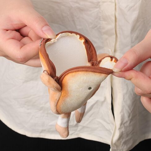 7Pcs Plush Cartoon Toast Coin Purse Keychain Women Cute Plush Bread Doll Earphone Coin Key Bag Pendant Gifts for Friend (14x13cm) in Saudi Arabia