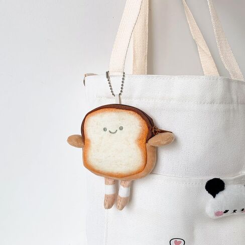 7Pcs Plush Cartoon Toast Coin Purse Keychain Women Cute Plush Bread Doll Earphone Coin Key Bag Pendant Gifts for Friend (14x13cm) in Saudi Arabia