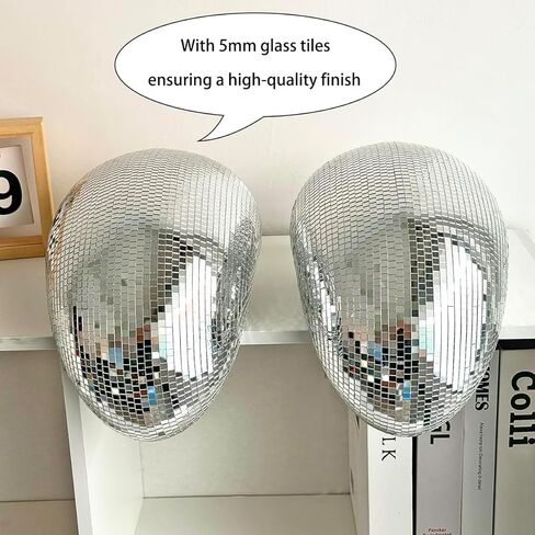 Melted Disco Ball Decor – Handmade 11″ Mirror Tile Dripping Centerpiece, Funky Aesthetic Room Ornament for Shelf, Table, Party, or Unique Retro Home Gift (Silver) in Kuwait