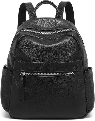Genuine Leather Backpack for Women Fashion Designer Shoulder Bags Soft Leather Backpack, Stylish Daypack for Work Travel School, Black in Saudi Arabia