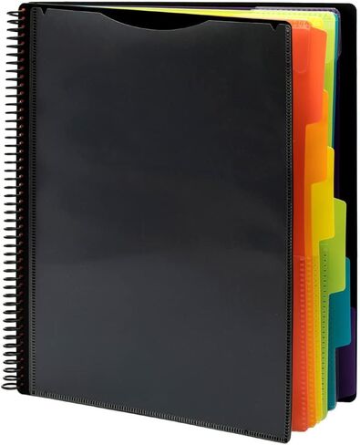 12 Pocket Project Organizer,FOME Folder Binder Spiral Pocket Organizer with Zipper Pouch,6 Dividers Project Organizer Letter Size for School Office Filing Cabinet,Black in Kuwait