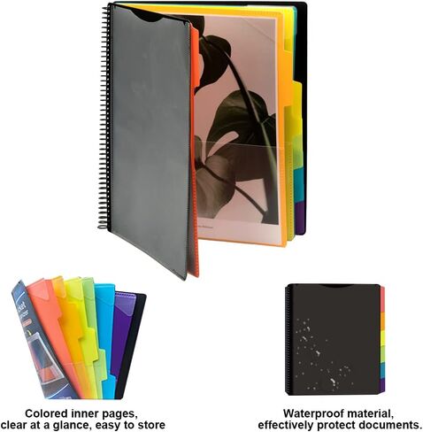 12 Pocket Project Organizer,FOME Folder Binder Spiral Pocket Organizer with Zipper Pouch,6 Dividers Project Organizer Letter Size for School Office Filing Cabinet,Black in Kuwait
