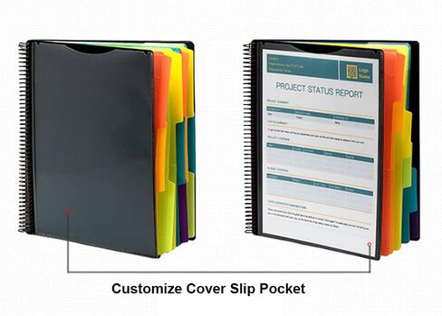 12 Pocket Project Organizer,FOME Folder Binder Spiral Pocket Organizer with Zipper Pouch,6 Dividers Project Organizer Letter Size for School Office Filing Cabinet,Black in Kuwait