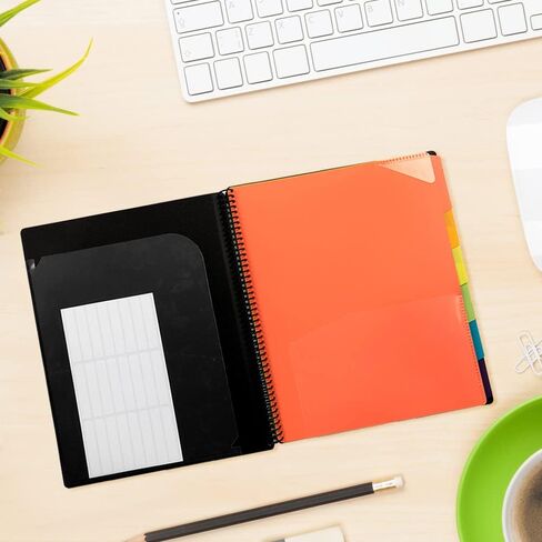 12 Pocket Project Organizer,FOME Folder Binder Spiral Pocket Organizer with Zipper Pouch,6 Dividers Project Organizer Letter Size for School Office Filing Cabinet,Black in Kuwait