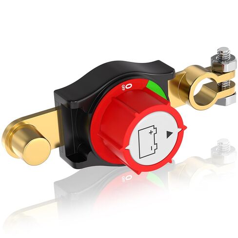 مفتاح فصل البطارية العلوي عالي التحمل، مفتاح تشغيل/إيقاف سلبي 12-48 فولت للسيارات والمركبات الترفيهية والقوارب والألواح الشمسية - مناسب عالمي مع كتل طرفية .67 بوصة و.83 بوصة in Kuwait