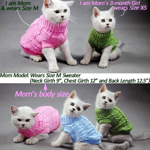 Bro'Bear Cable Knit Turtleneck Sweater for Small Dogs & Cats Knitwear (Blue, Medium) in Saudi Arabia