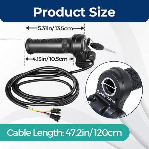 خنق ملتوي كامل لRidstar مع مفتاحين، مقابض خنق عالمية لRidstar Q20/Q20Lite/Q20Pro/H20/H26Pro/H20، مقبض دوار لدراجة Ridstar الكهربائية/الدراجات البخارية/الدراجة الثلاثية in Kuwait