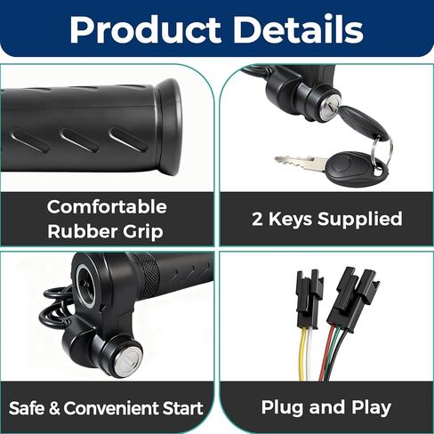 خنق ملتوي كامل لRidstar مع مفتاحين، مقابض خنق عالمية لRidstar Q20/Q20Lite/Q20Pro/H20/H26Pro/H20، مقبض دوار لدراجة Ridstar الكهربائية/الدراجات البخارية/الدراجة الثلاثية in Kuwait