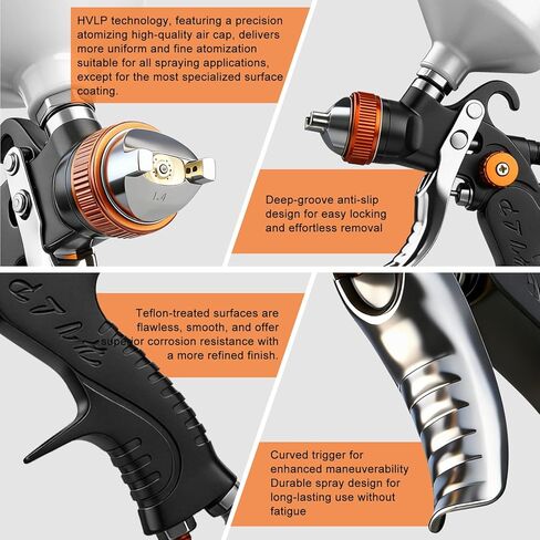 مجموعة مسدسات رش الهواء HVLP الاحترافية، مسدسات رش الطلاء بتغذية الجاذبية مع فوهات 1.4، 1.7، 2.0 مم 20 أونصة 600 سم مكعب مع مقياس للطلاء التلقائي، التمهيدي، الطبقة الشفافة/العلوية واللمس (غير مناسبة لطلاء اللاتكس) in Kuwait