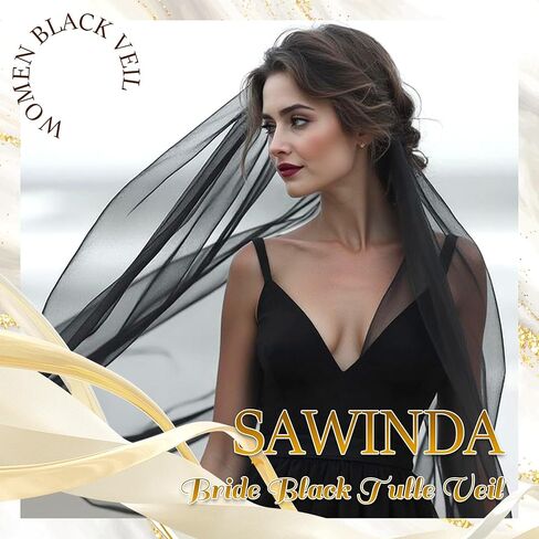 Black Veil Single Tier Tulle Veil Halloween Gothic Veils Waist Length Short Simple Veils Bridal Hair Accessories For Brides and Women Prom Evening in Saudi Arabia