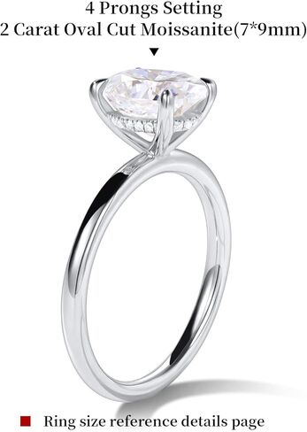 مجموعة خواتم خطوبة زفاف من getlove مويسانيتي للنساء 2.0 قيراط من خواتم الوعد ذات القطع البيضاوي و925 مويسانيتي خاتم الخلود، مقاس 8 حبل ملتوي in Kuwait