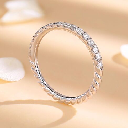 مجموعة خواتم خطوبة زفاف من getlove مويسانيتي للنساء 2.0 قيراط من خواتم الوعد ذات القطع البيضاوي و925 مويسانيتي خاتم الخلود، مقاس 8 حبل ملتوي in Kuwait