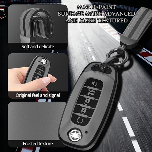 لملحقات غطاء Nissan Key Fob، مادة TPU غير لامعة، مع سلسلة مفاتيح جلدية لطيفة، لعام 2023 2024 2025 2026 Rogue Pathfinder Versa 2025 Sentra Patrol Armada Smart والمزيد. in Kuwait
