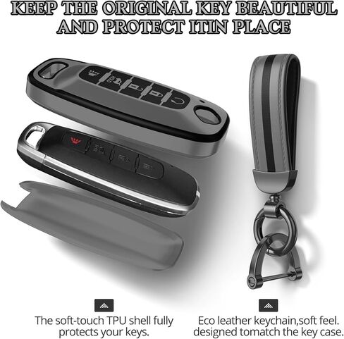 لملحقات غطاء Nissan Key Fob، مادة TPU غير لامعة، مع سلسلة مفاتيح جلدية لطيفة، لعام 2023 2024 2025 2026 Rogue Pathfinder Versa 2025 Sentra Patrol Armada Smart والمزيد. in Kuwait