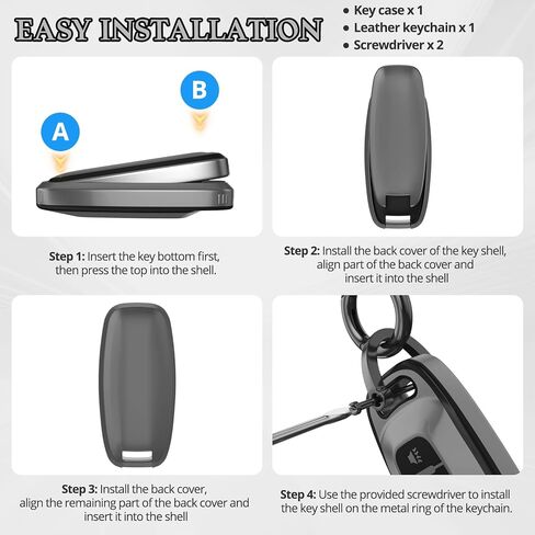 لملحقات غطاء Nissan Key Fob، مادة TPU غير لامعة، مع سلسلة مفاتيح جلدية لطيفة، لعام 2023 2024 2025 2026 Rogue Pathfinder Versa 2025 Sentra Patrol Armada Smart والمزيد. in Kuwait