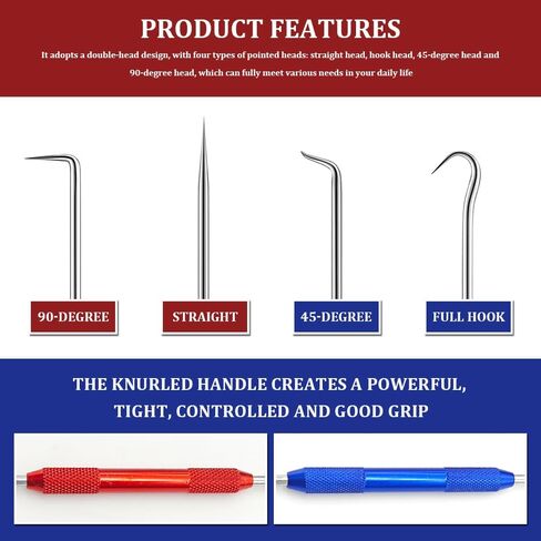 2PCS CarbonSteel Hook Tool and Pick Set, Seal Puller, O Ring Pick Set and Hook Tool, Universal Car Accessories Mini Precision Hooks Puller Remover Compatible with Most Cars in Saudi Arabia