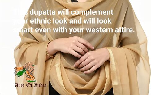 وشاح نسائي من الحرير المخلوط باللون الذهبي السادة in Kuwait