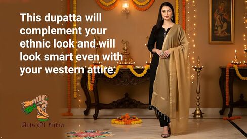 وشاح نسائي من الحرير المخلوط باللون الذهبي السادة in Kuwait